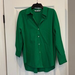 Vince Vibrant Green Casual Button Down Shirt